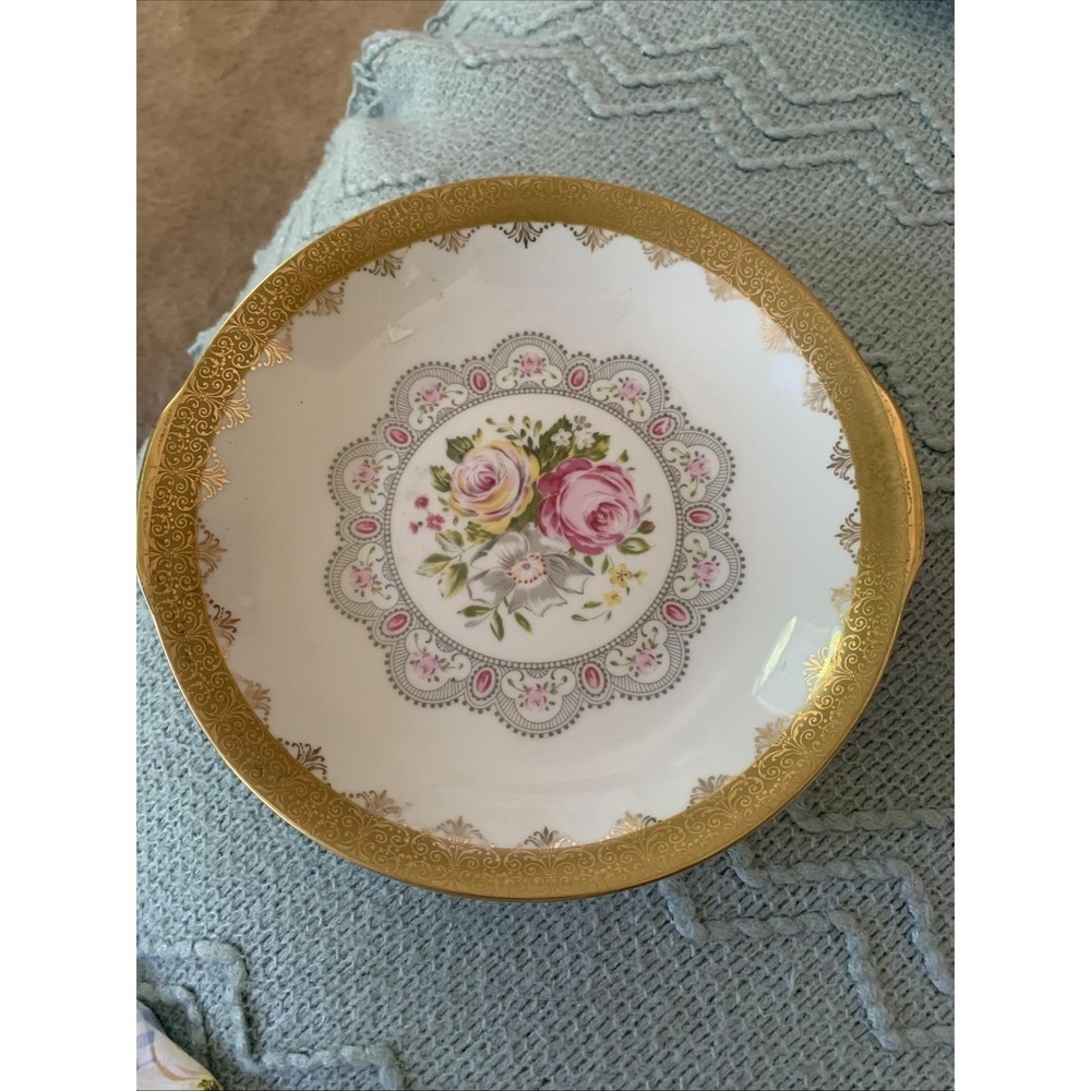 Winterling Kirchenlamitz Bavaria Pink Floral Porcelain Collector Bowl Gold Rim 8